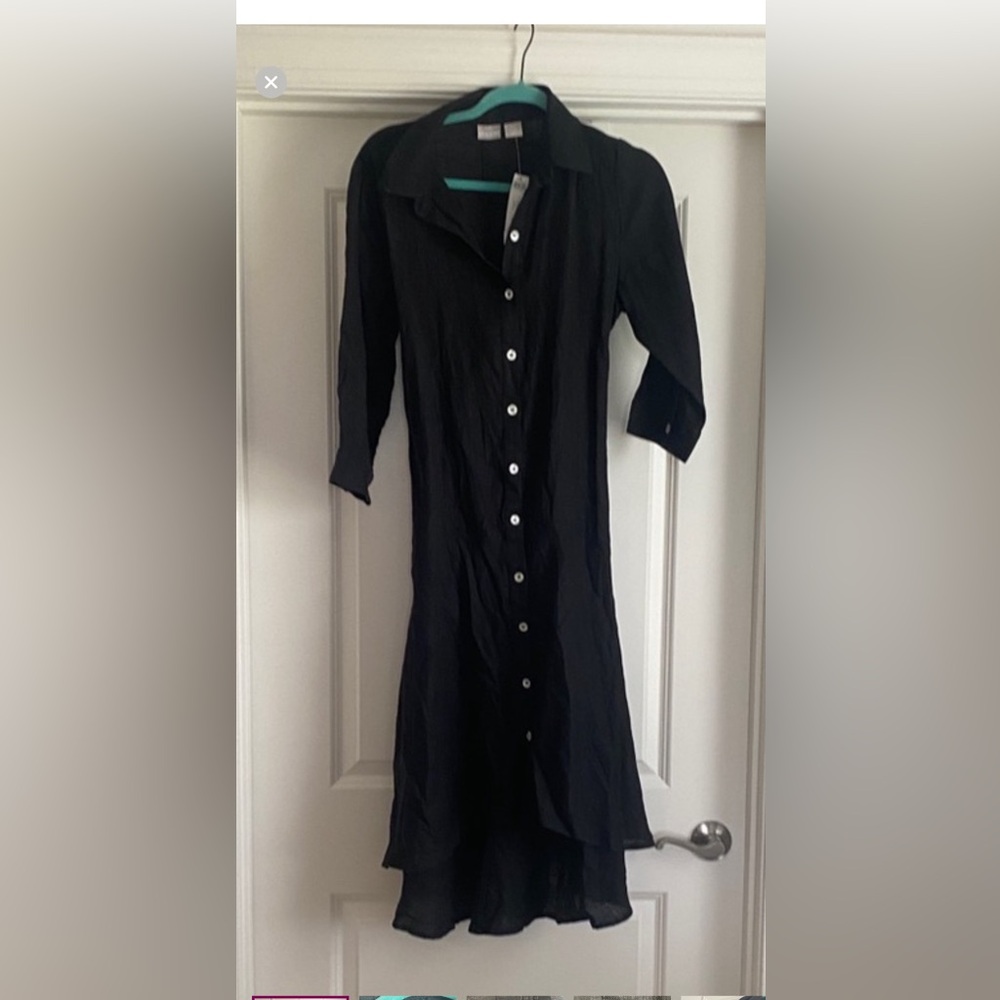 NWT Chico's Hi Low midi dress Black Long-Sleeve Button-Front Shirt Dress - Picture 2 of 11